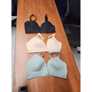 Lively Set of 3 Bras Green Black & Neutral Beige Size 38C